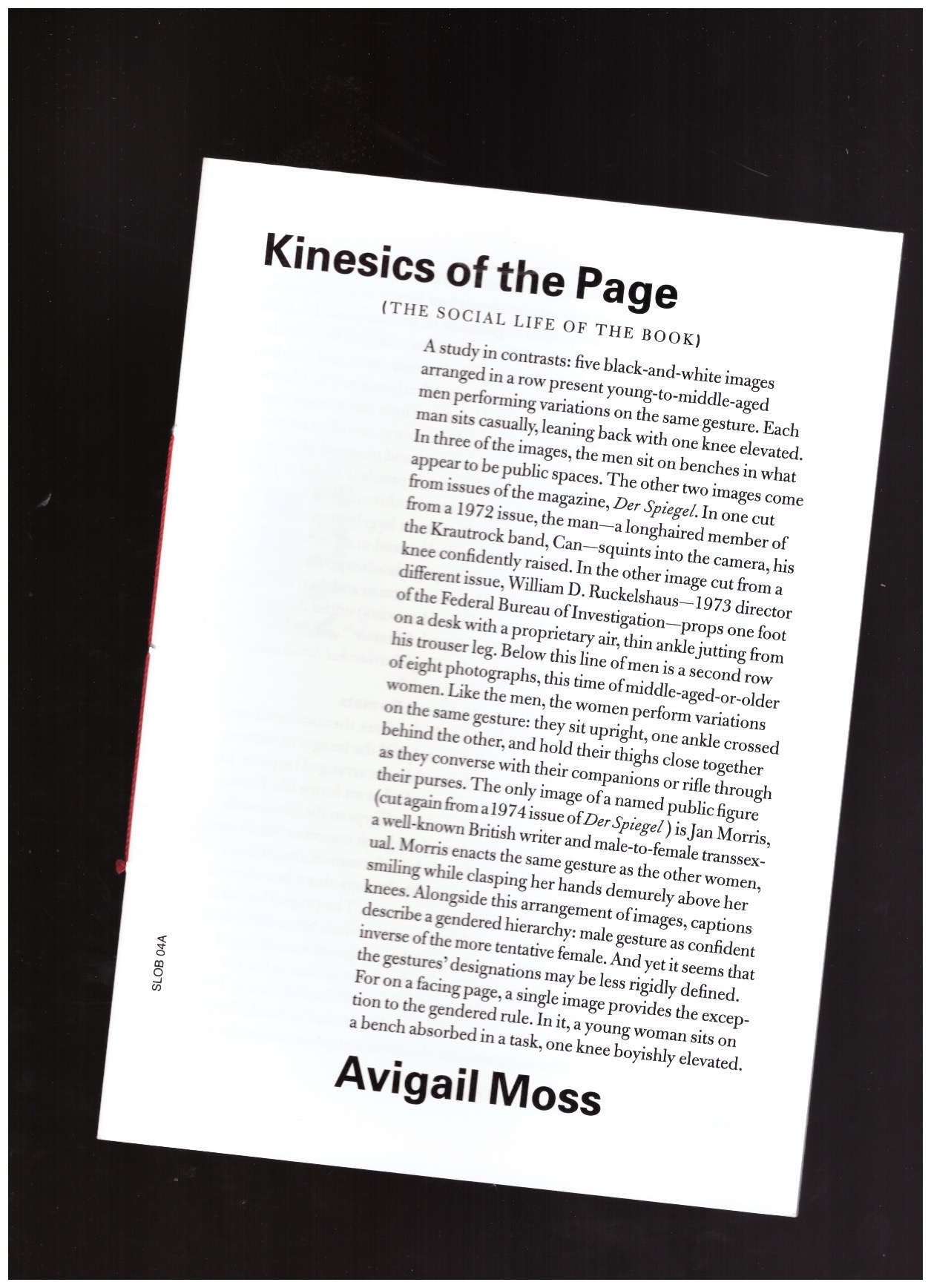 MOSS, Avigail - The Social Life of the Book #4 - Kinesics of the Page
